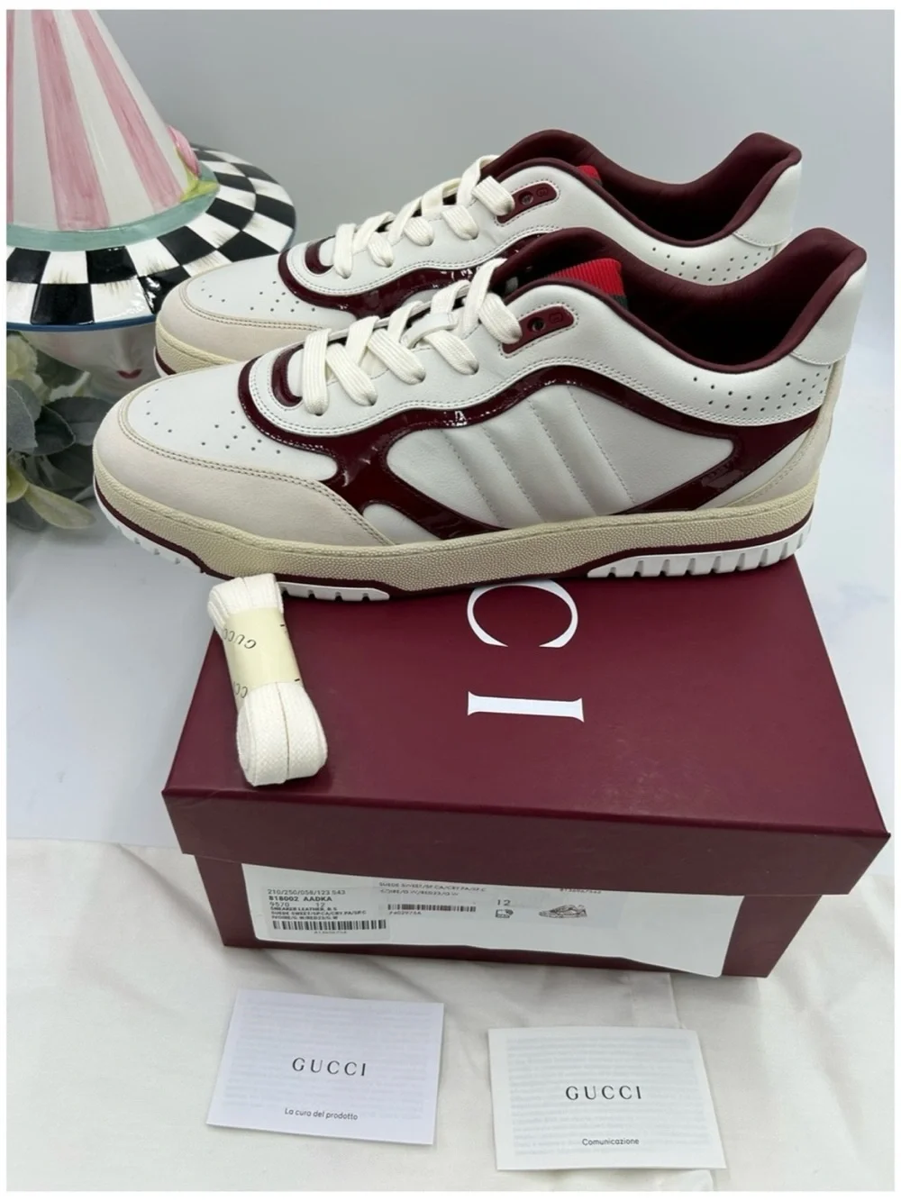 Gucci re web leather sneakers size 12 fits 12.5 US made in Italy